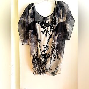 silk floral backless camisole with see through blouse with different patterns